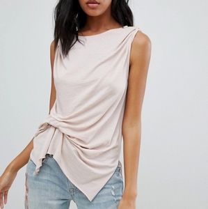 All Saints Asymmetric Tank w/ Ruching/Twist Front